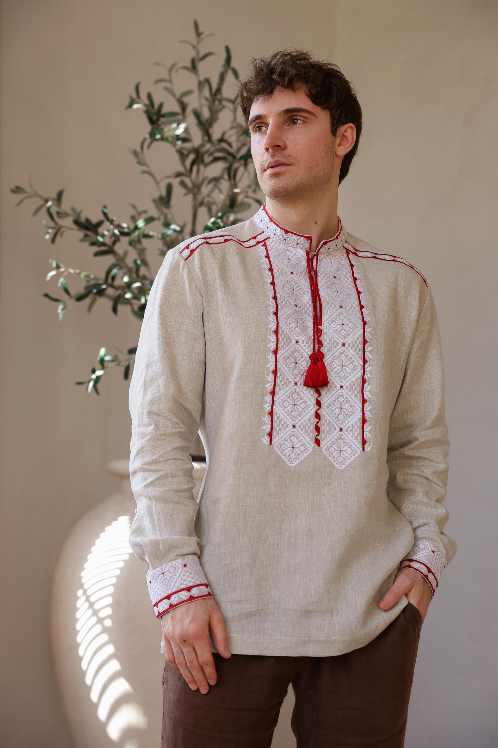 Linen Shirt Embroidered Wedding, Ukrainian shirt for men, Men's embroidered Traditional Vyshyvanka, Gift for Him, Gift for Husband