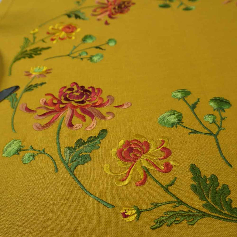 Tablecloth 65*65 СМ Embroidered Chrysanthemums (mustard linen) Christmas Gift Ukrainian