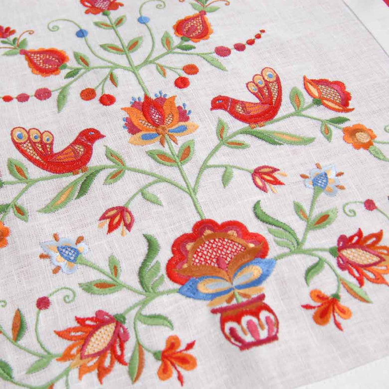 Embroidered Tablecloth Runner 140x40 cm White Linen runner with embroidery table decoration Tree of Life collection 140x40 cm
