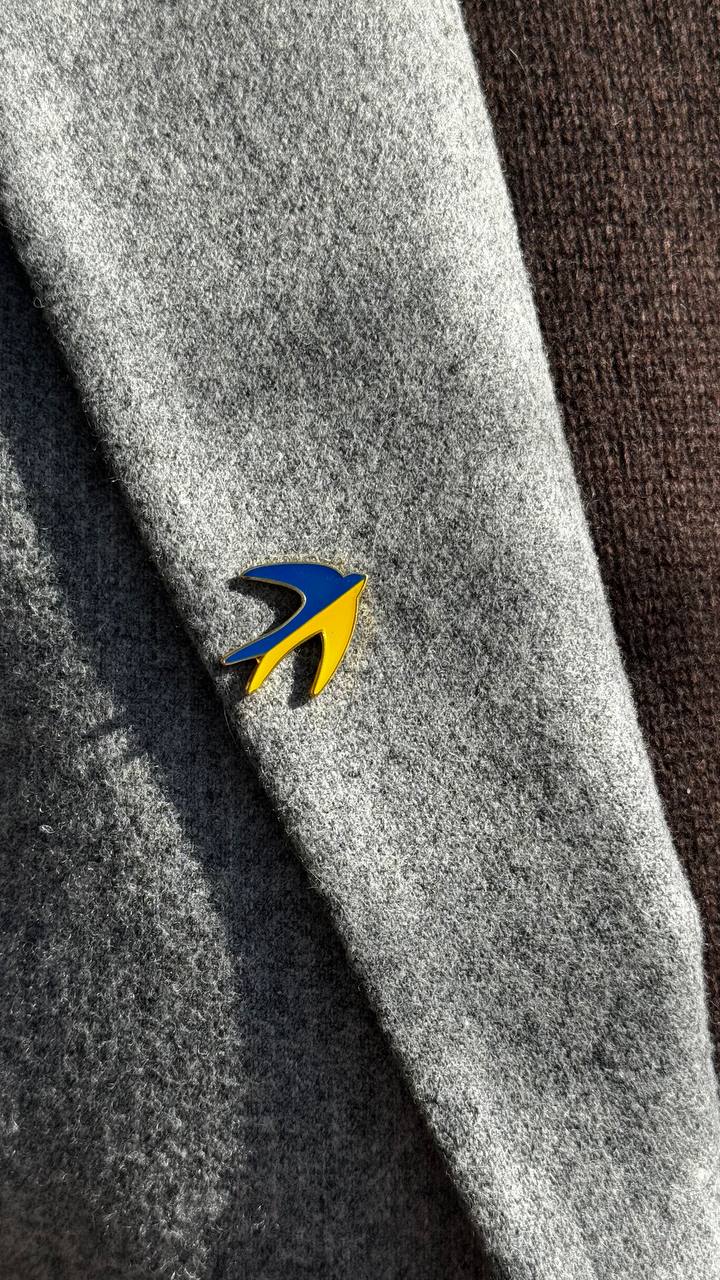 Handmade Ukrainian Swallow Badge in National Colors