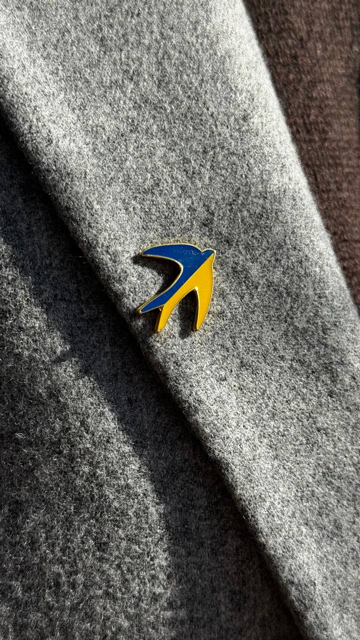 Handmade Ukrainian Swallow Badge in National Colors