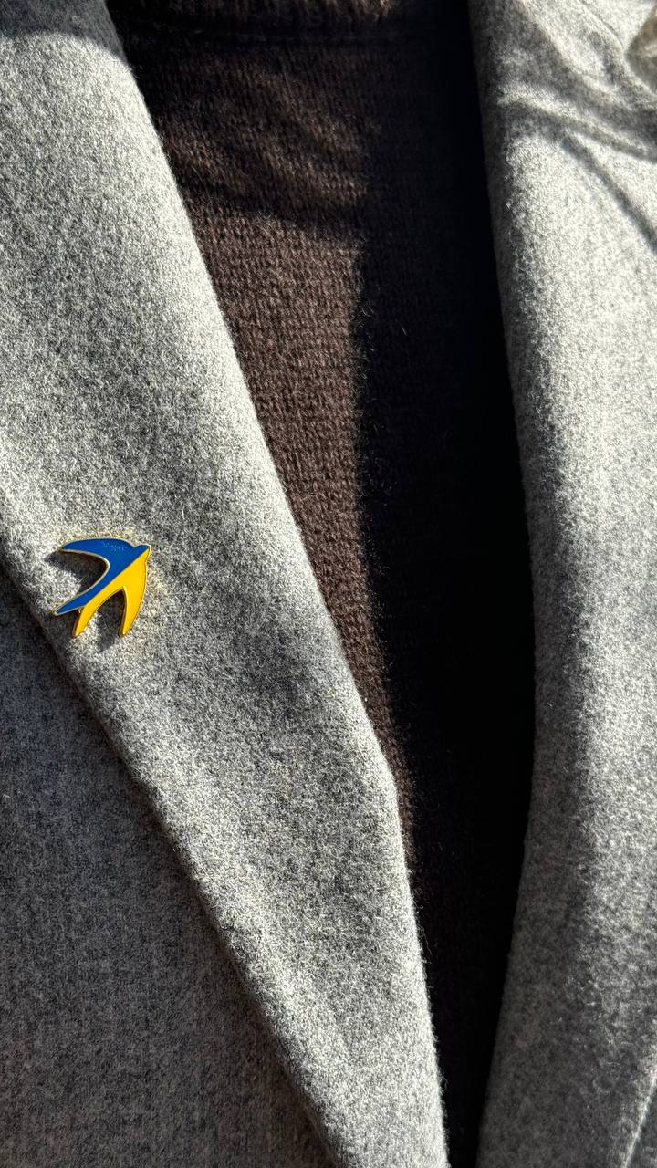 Handmade Ukrainian Swallow Badge in National Colors
