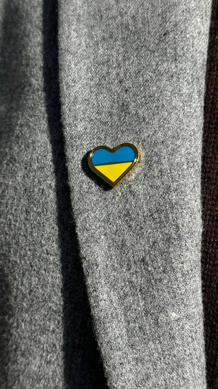Ukrainian Heart Badge - Handmade in Ukrainian Flag Colors