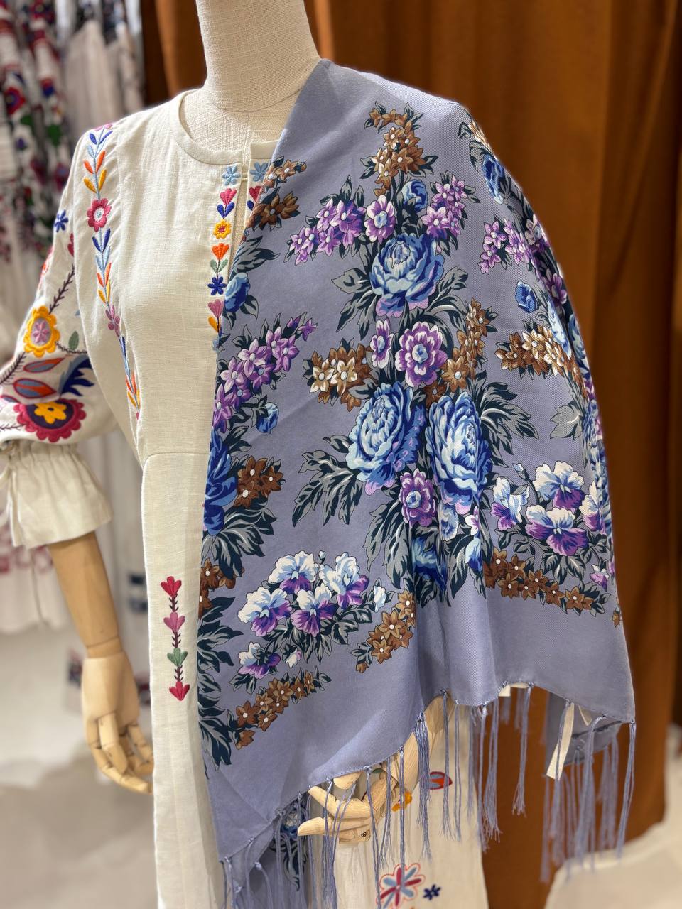 Purple Bohemian Wool Shawl - 80% Ukrainian Ethnic Scarf