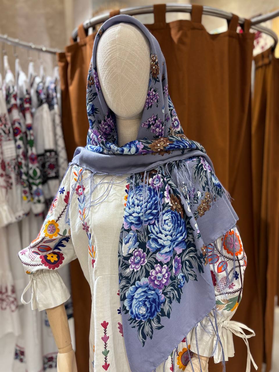 Purple Bohemian Wool Shawl - 80% Ukrainian Ethnic Scarf