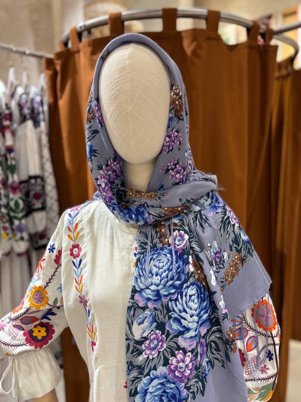 Purple Bohemian Wool Shawl - 80% Ukrainian Ethnic Scarf
