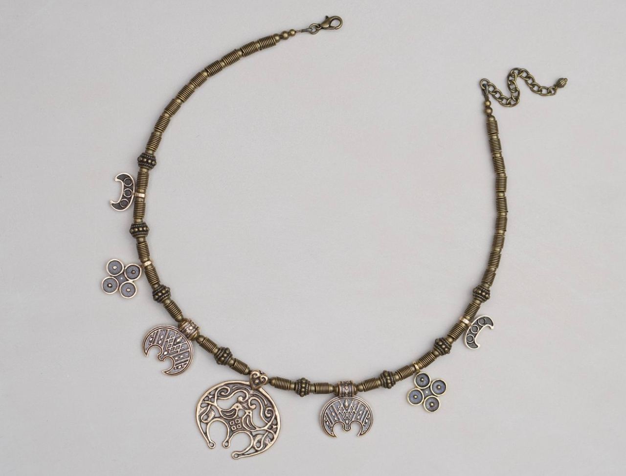 Birds necklace lunnitsy Zgards Ukrainian Necklace - Ethnic Brass Jewelry