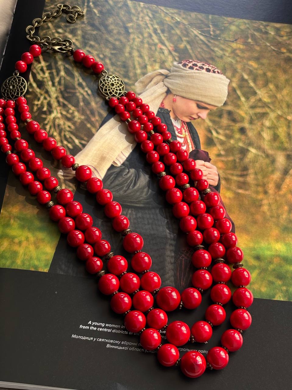 Handmade Red Coral Necklace - Traditional Ukrainian Long Jewelry for Women