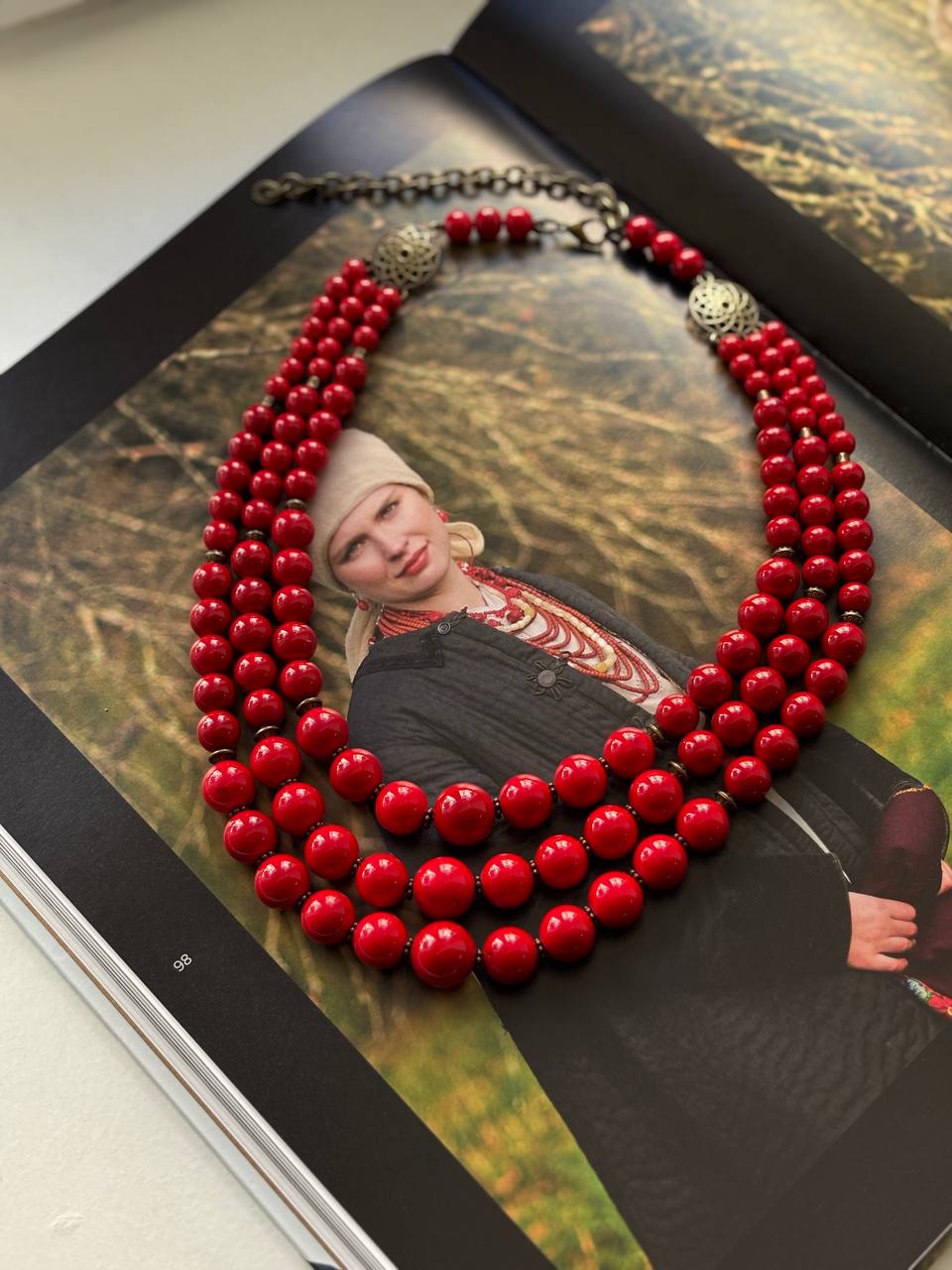Handmade Red Coral Necklace - Traditional Ukrainian Long Jewelry for Women