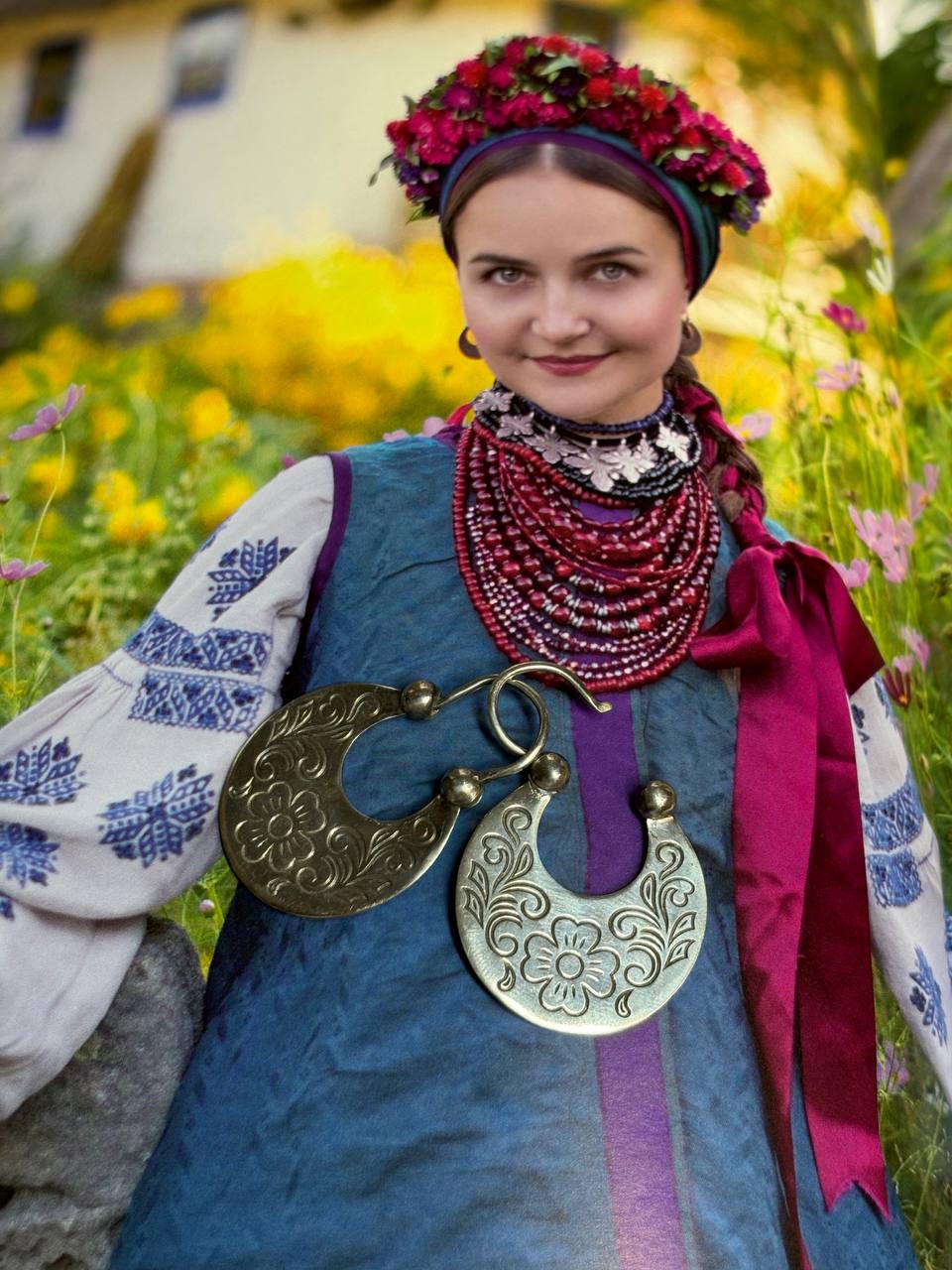 Handmade Silver "Cossack" Crescent Moon Earrings - 925 Sterling, Ukrainian Ethnic Jewelry