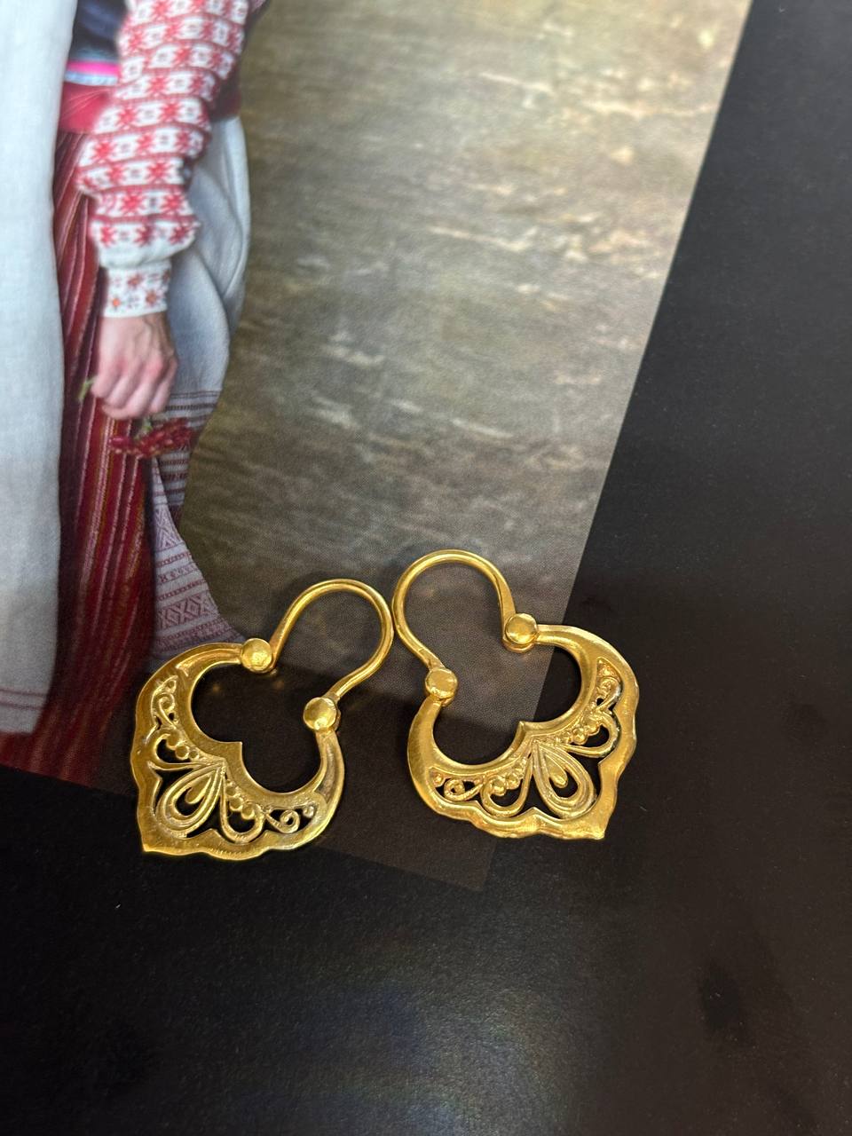 Ukrainian Traditional Earrings silver in gilt Jewelry Ethnic Antique Traditional Earrings