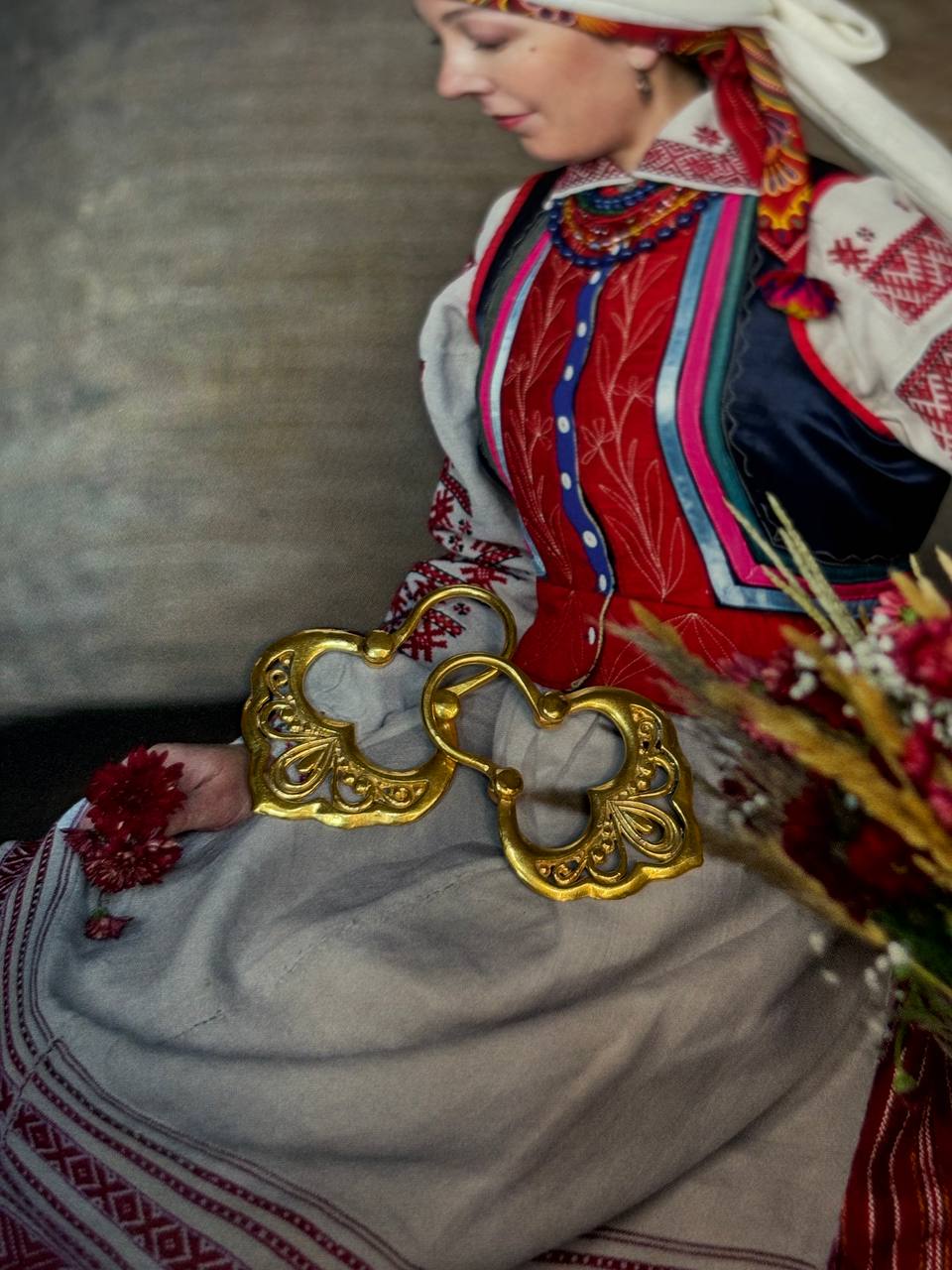 Gilded Ukrainian Traditional Antique Earrings