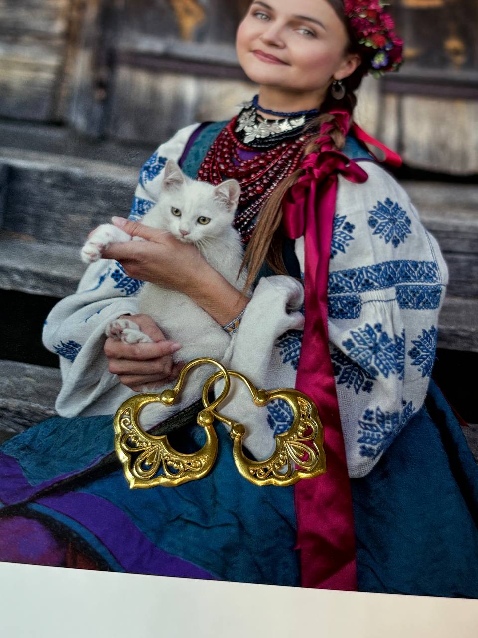 Ukrainian Traditional Earrings silver in gilt Jewelry Ethnic Antique Traditional Earrings