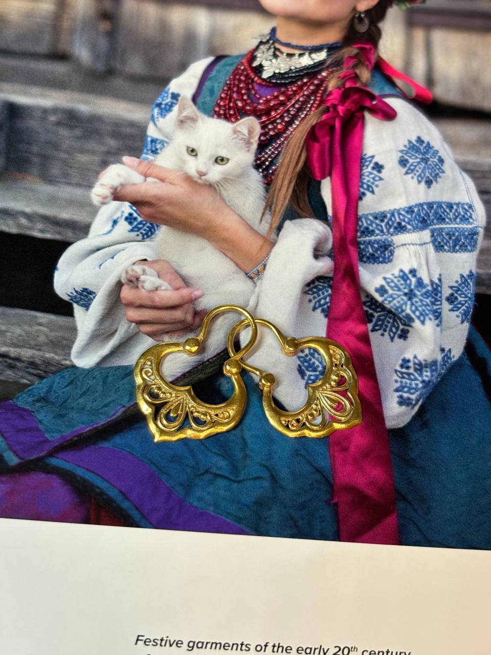 Ukrainian Traditional Earrings silver in gilt Jewelry Ethnic Antique Traditional Earrings