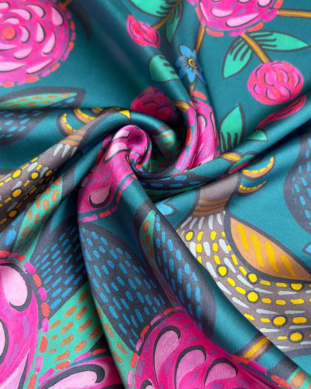 Bohemian 100% Silk Shawl - Hand-Painted Ethnic Collection Scarf