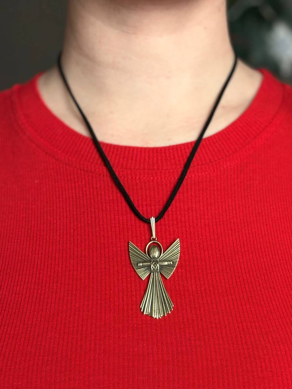 Symbolic Angel Charm necklace, Wish Fulfillment Ange, Brass Ornament, Handmade Spiritual Decor, Meaningful Gift