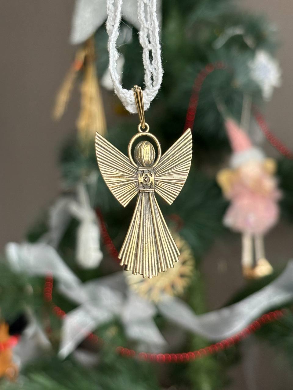 Symbolic Angel Charm necklace, Wish Fulfillment Ange, Brass Ornament, Handmade Spiritual Decor, Meaningful Gift
