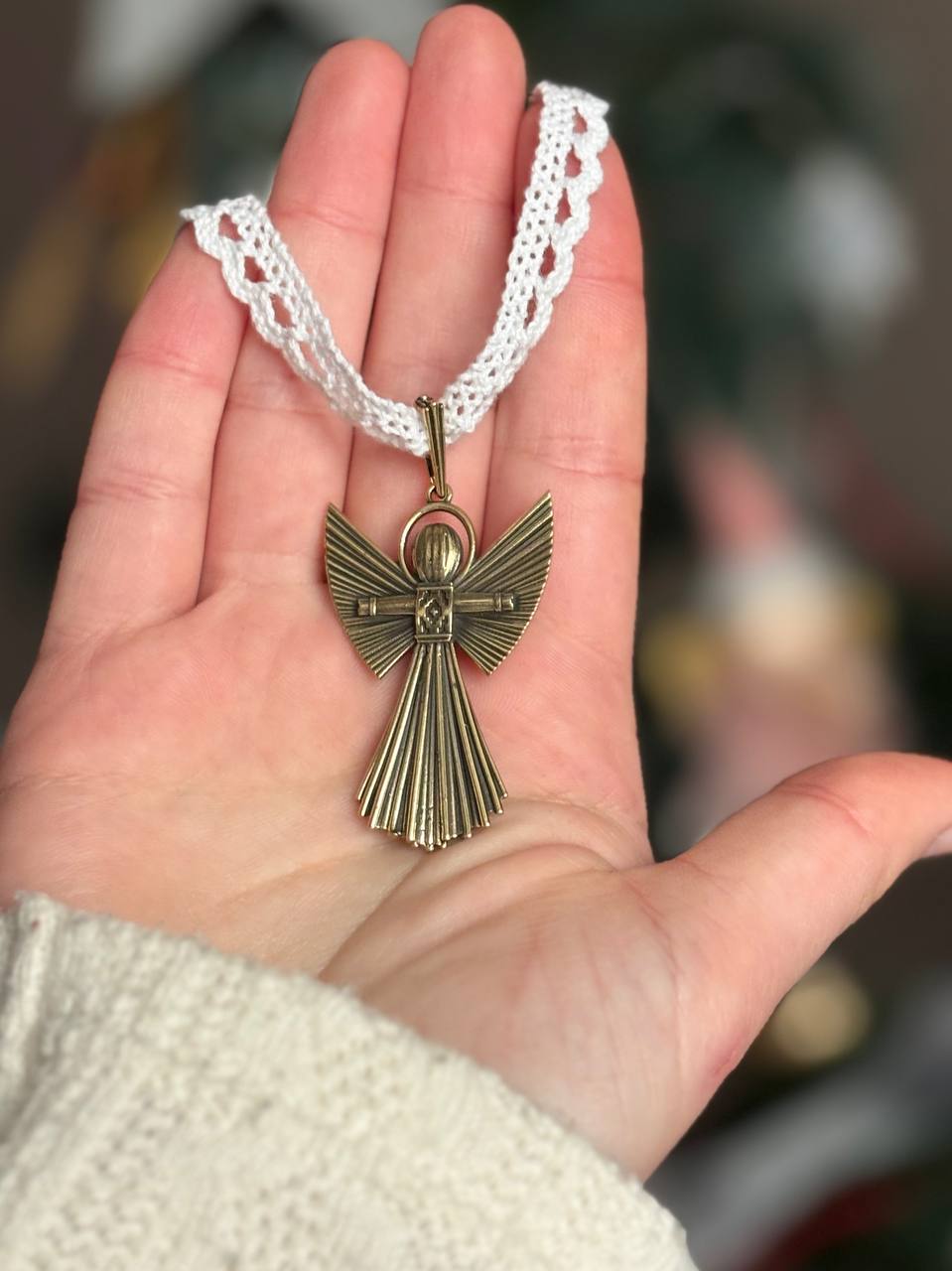 Symbolic Angel Charm necklace, Wish Fulfillment Ange, Brass Ornament, Handmade Spiritual Decor, Meaningful Gift