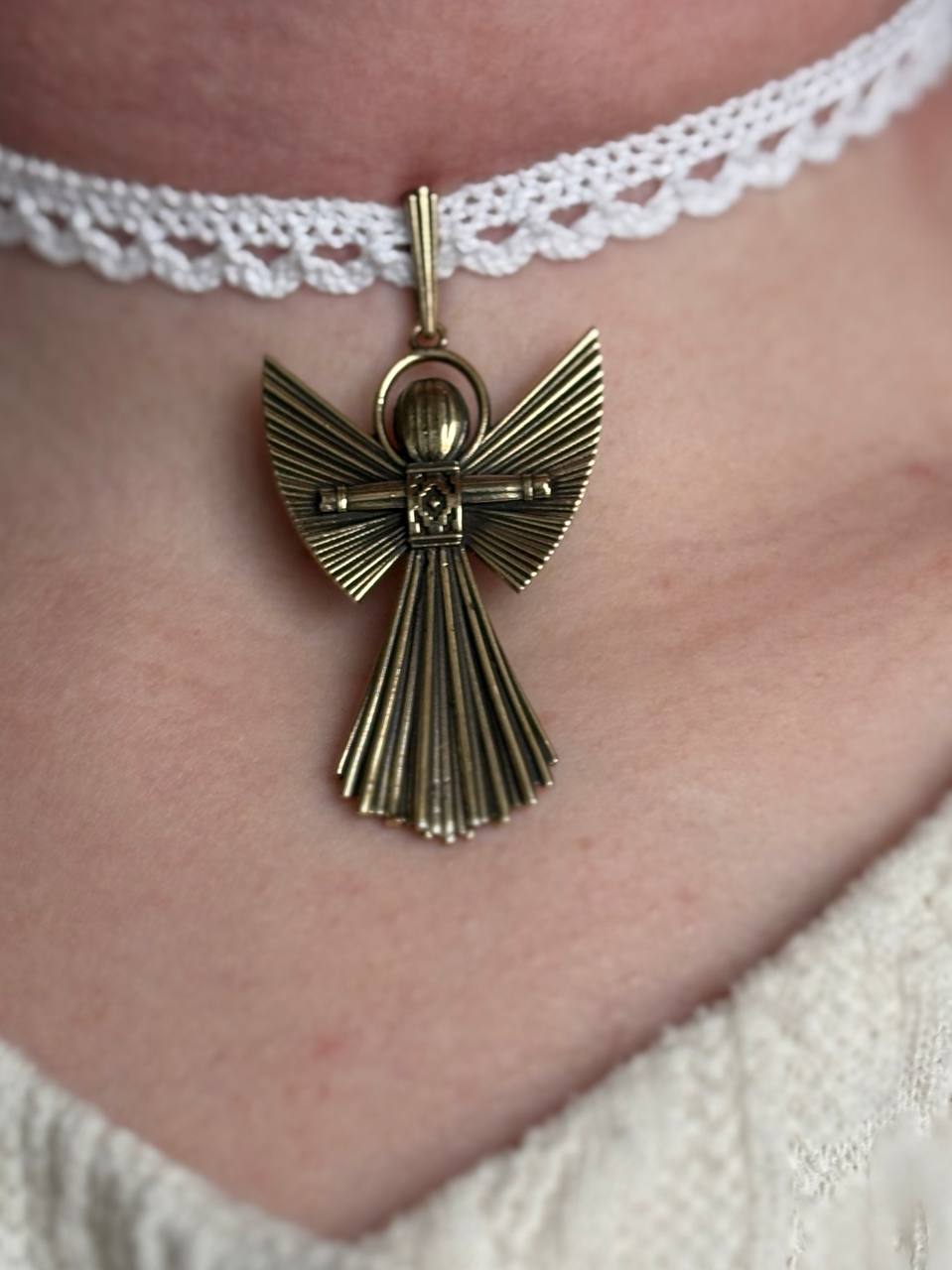 Symbolic Angel Charm necklace, Wish Fulfillment Ange, Brass Ornament, Handmade Spiritual Decor, Meaningful Gift