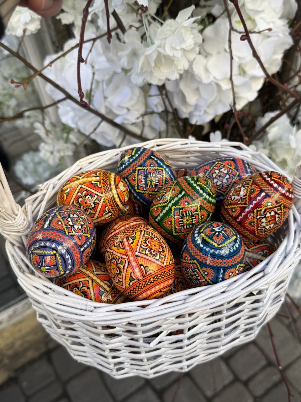 Set 100 Easter wooden eggs Ukrainian traditional pysanky Hand painted ornament