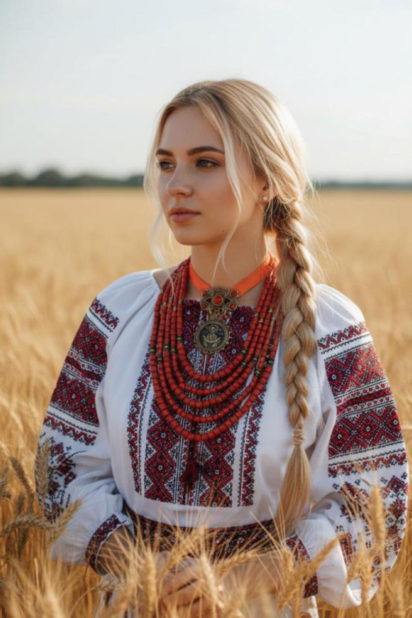 Red Ukrainian Traditional Necklace Ethnic Ceramic and Antique Bead Jewelry