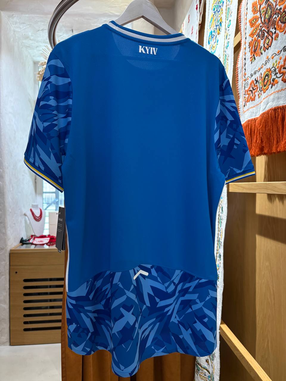 Blue Dynamo Kyiv Men's Football T-Shirt Traditional Ukrainian Vyshyvanka