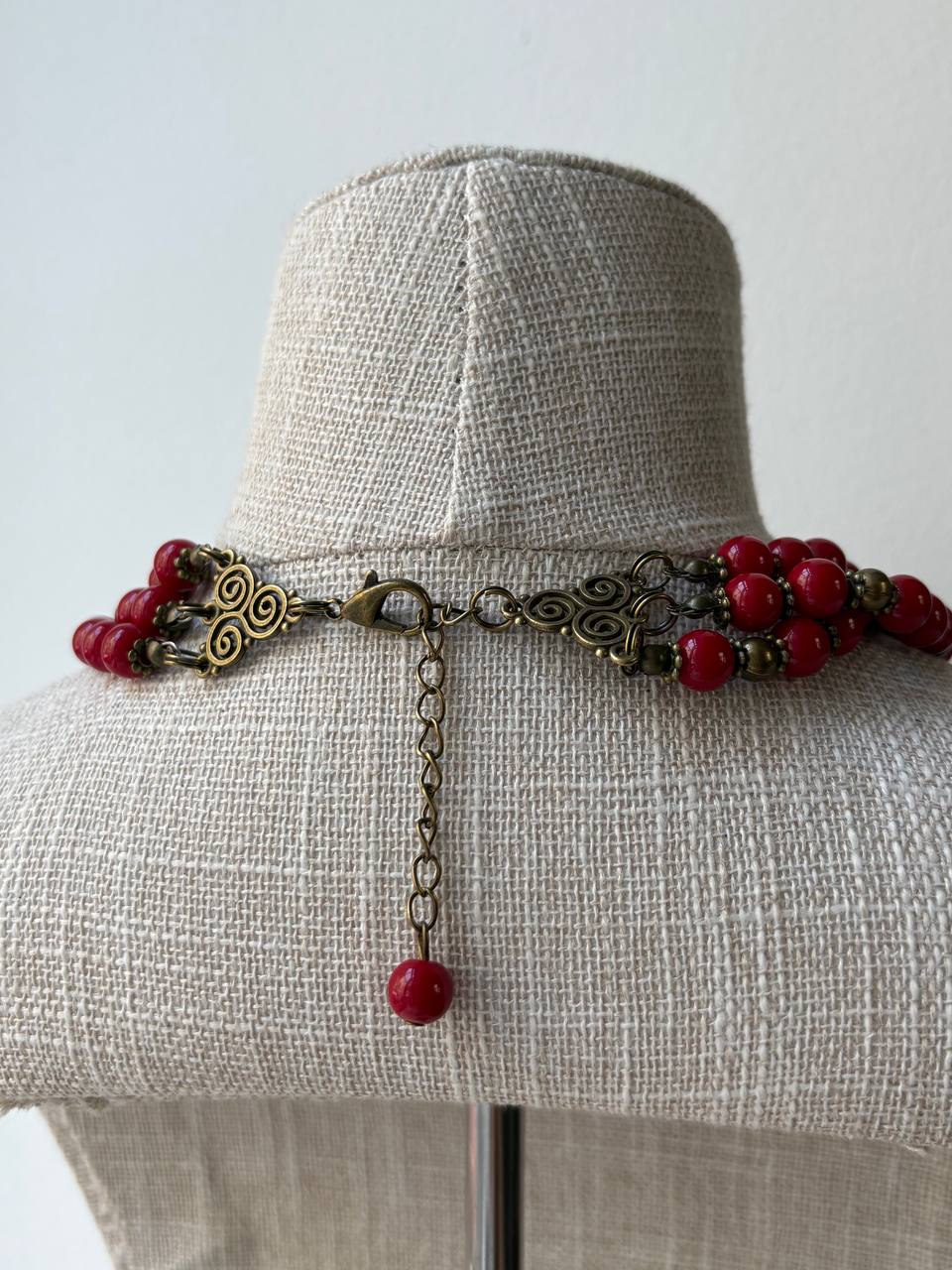Ukrainian Style Red & Black Beaded Necklace