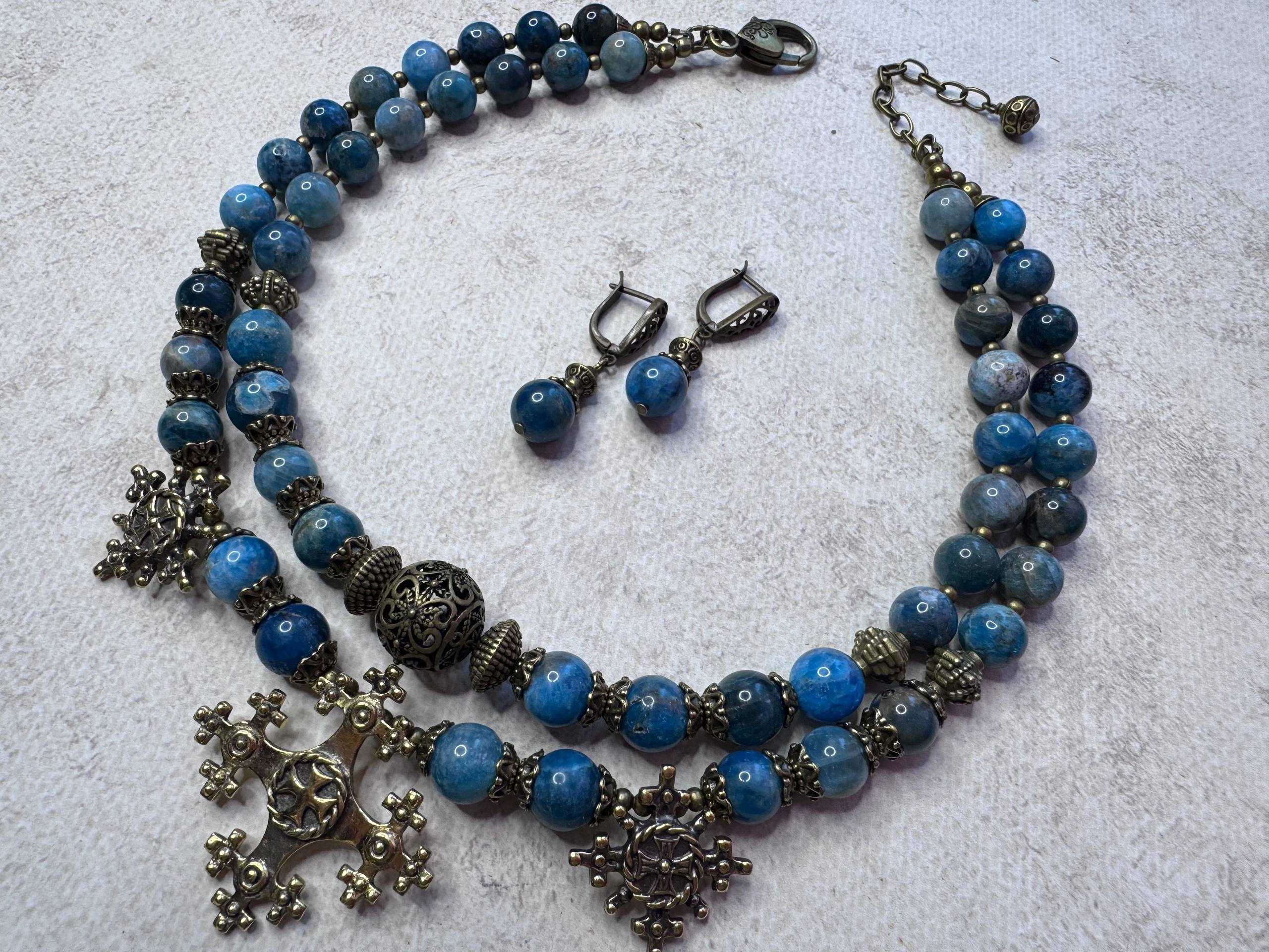 Apatite Necklace with Brass Zgarda