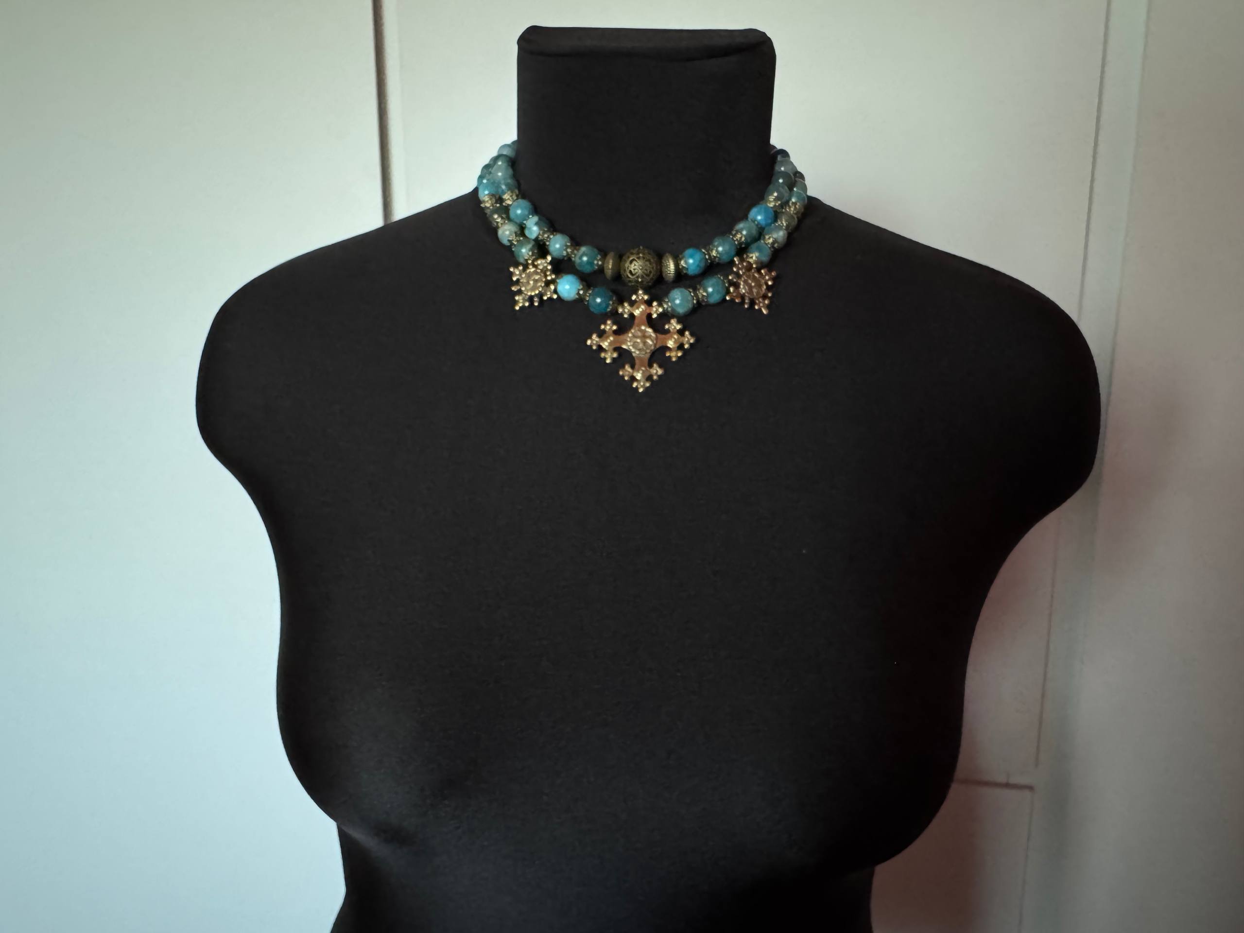 Apatite Necklace with Brass Zgarda