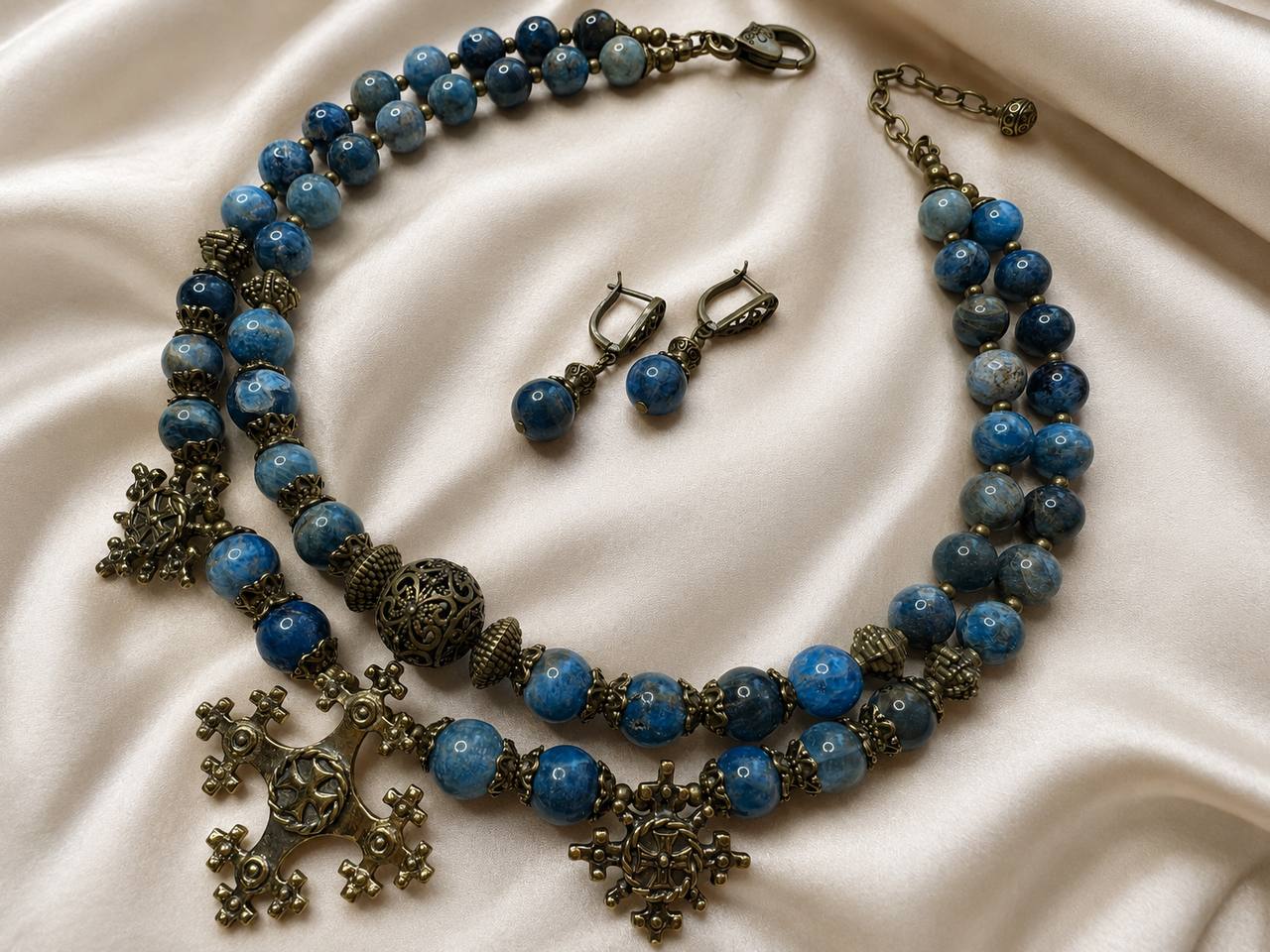 Apatite Necklace with Brass Zgarda