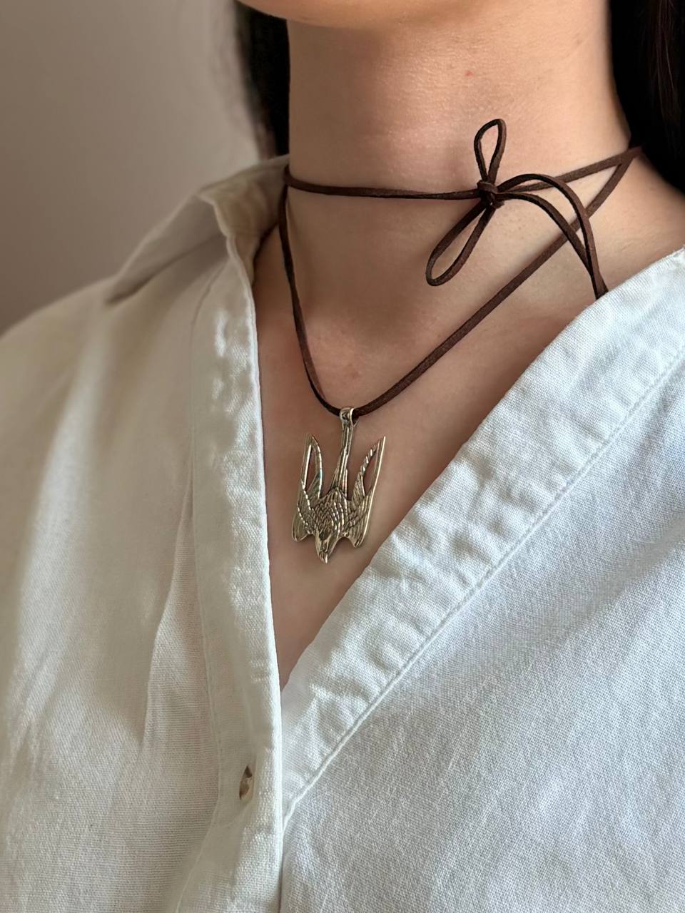 Ukrainian Falcon Pendant, Brass or Nickel Silver Bird Pendant