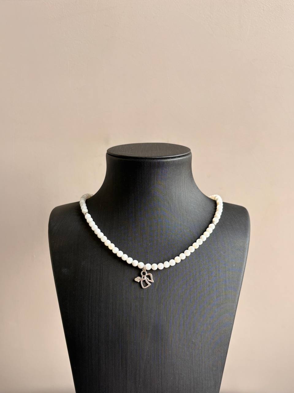Ukrainian Mother-of-Pearl & Silver Angel Necklace