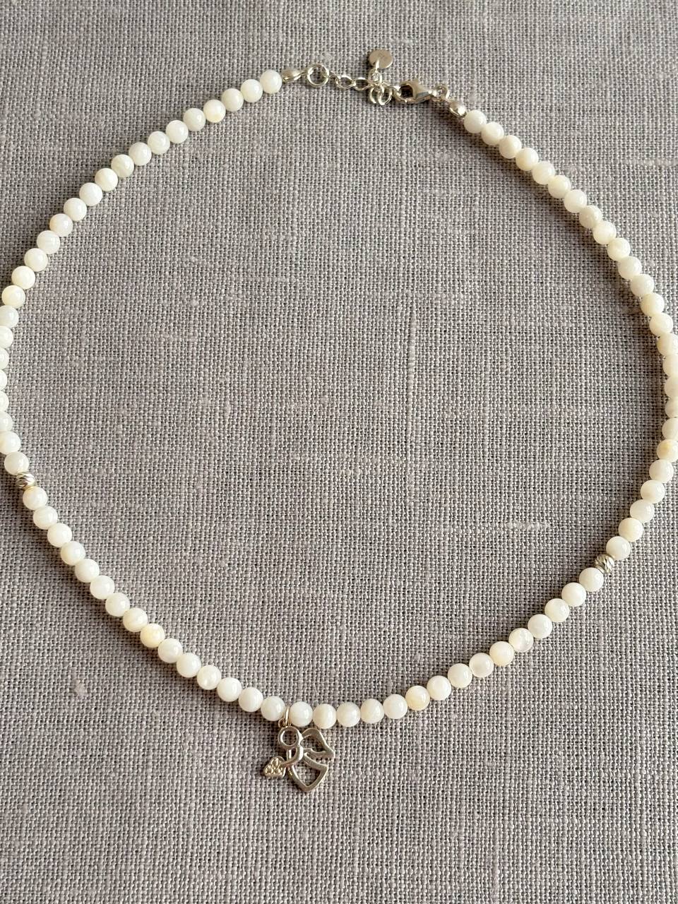 Ukrainian Mother-of-Pearl & Silver Angel Necklace