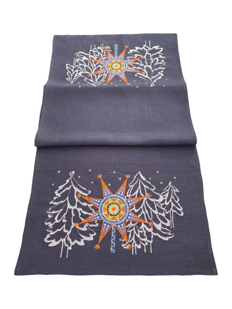 Runner Path Fairytale glow linen tablecloth 140*48 СМ Embroidered Tablecloth Ukrainian Linen