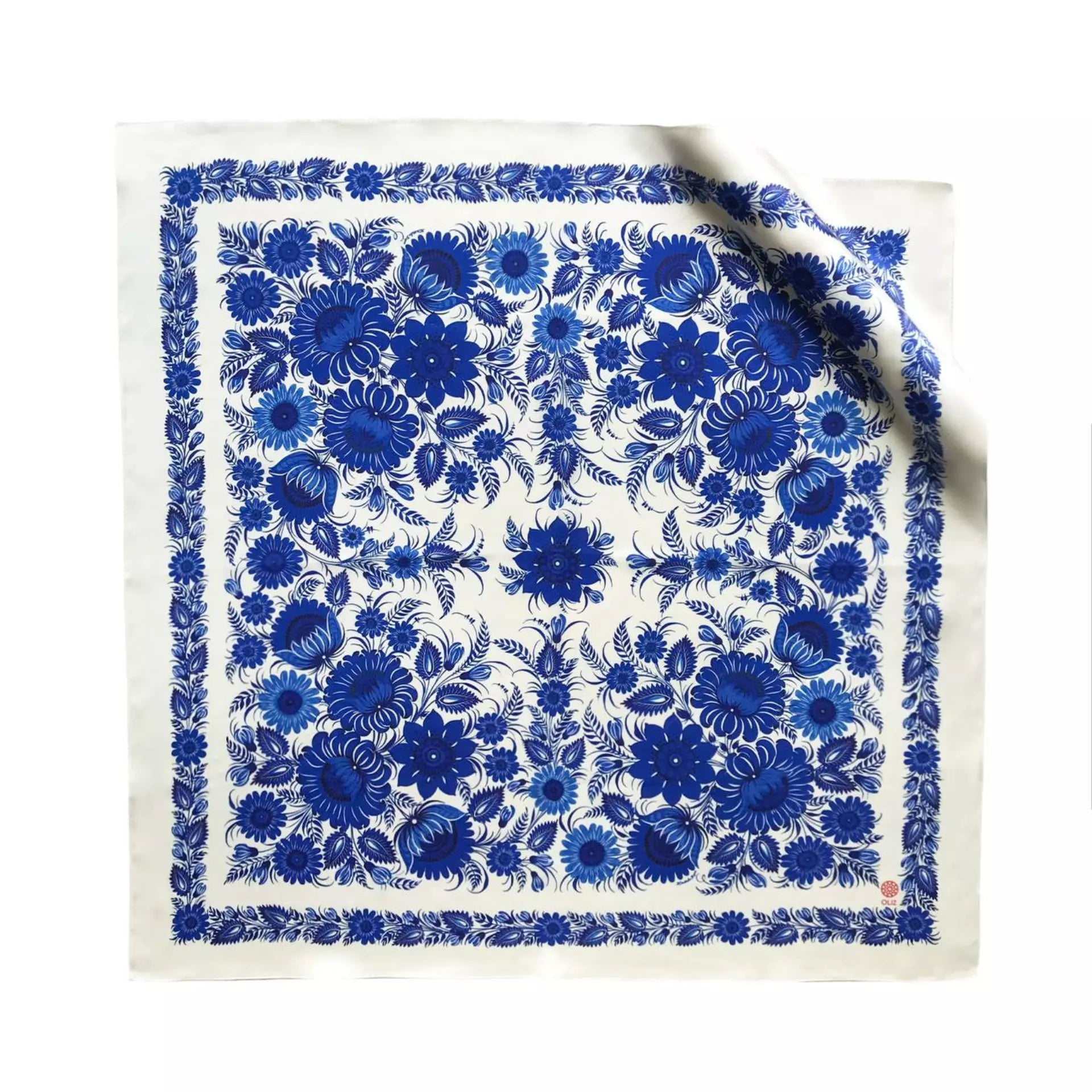 Bohemian Silk Shawl The Sky is Blue" - Dreams Collection, Hand-Painted 100% Silk 65 cm