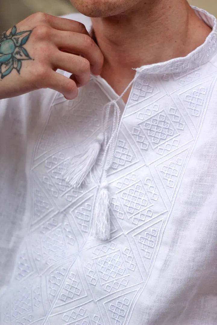 white Embroidered shirt white on white
