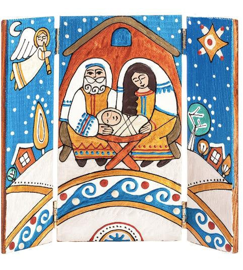 Hand-Painted Wooden Triptych Pot – Perfect