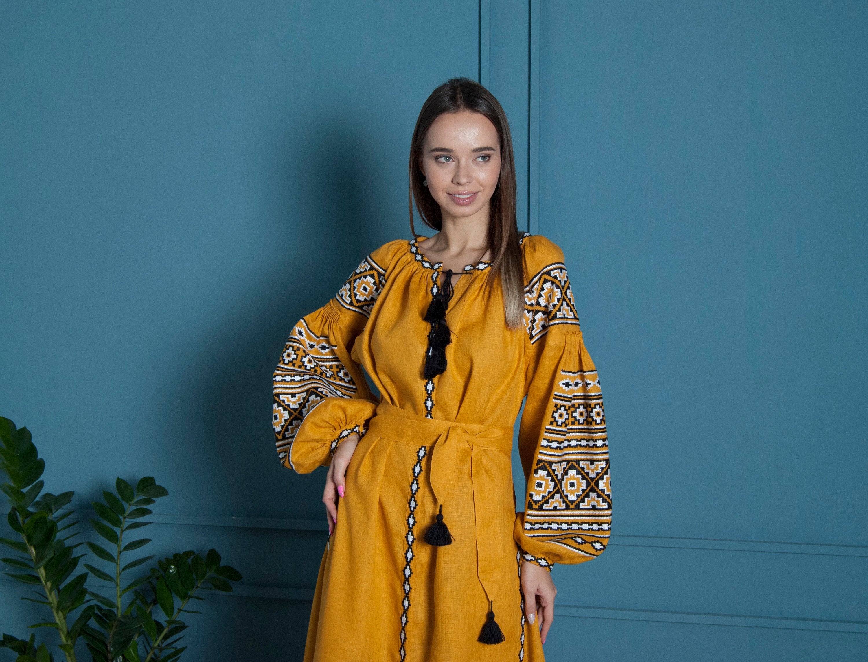 Ukrainian Vyshyvanka Boho Dress for Women