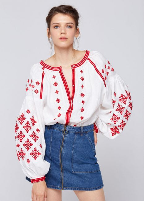 Ukrainian Vyshyvanka Blouse | Boho Embroidered Folk Top