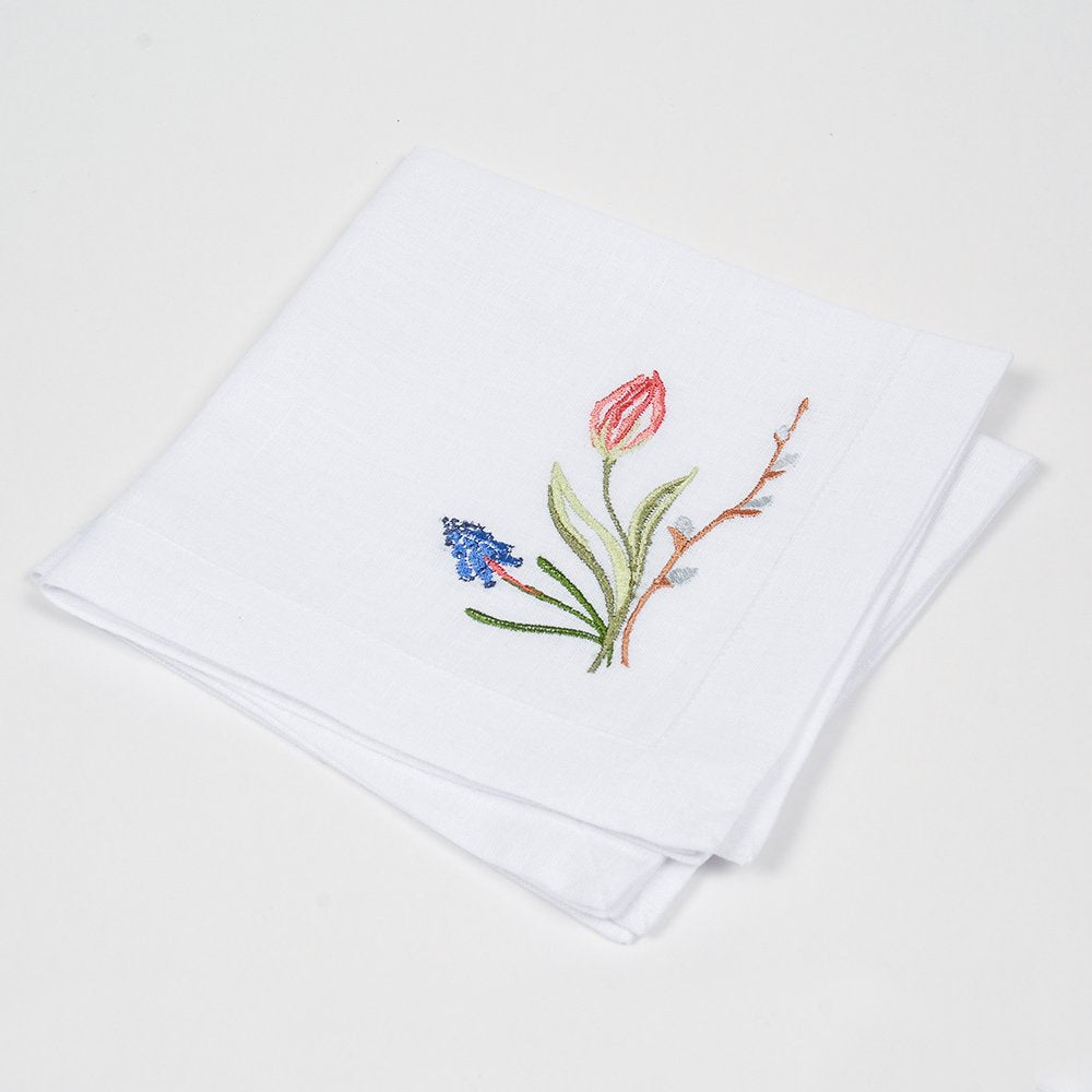 "TULIPS" Tablecloth 90x90 cm with 2 Napkins 40x40 cm - Embroidered Ukrainian Table Linens