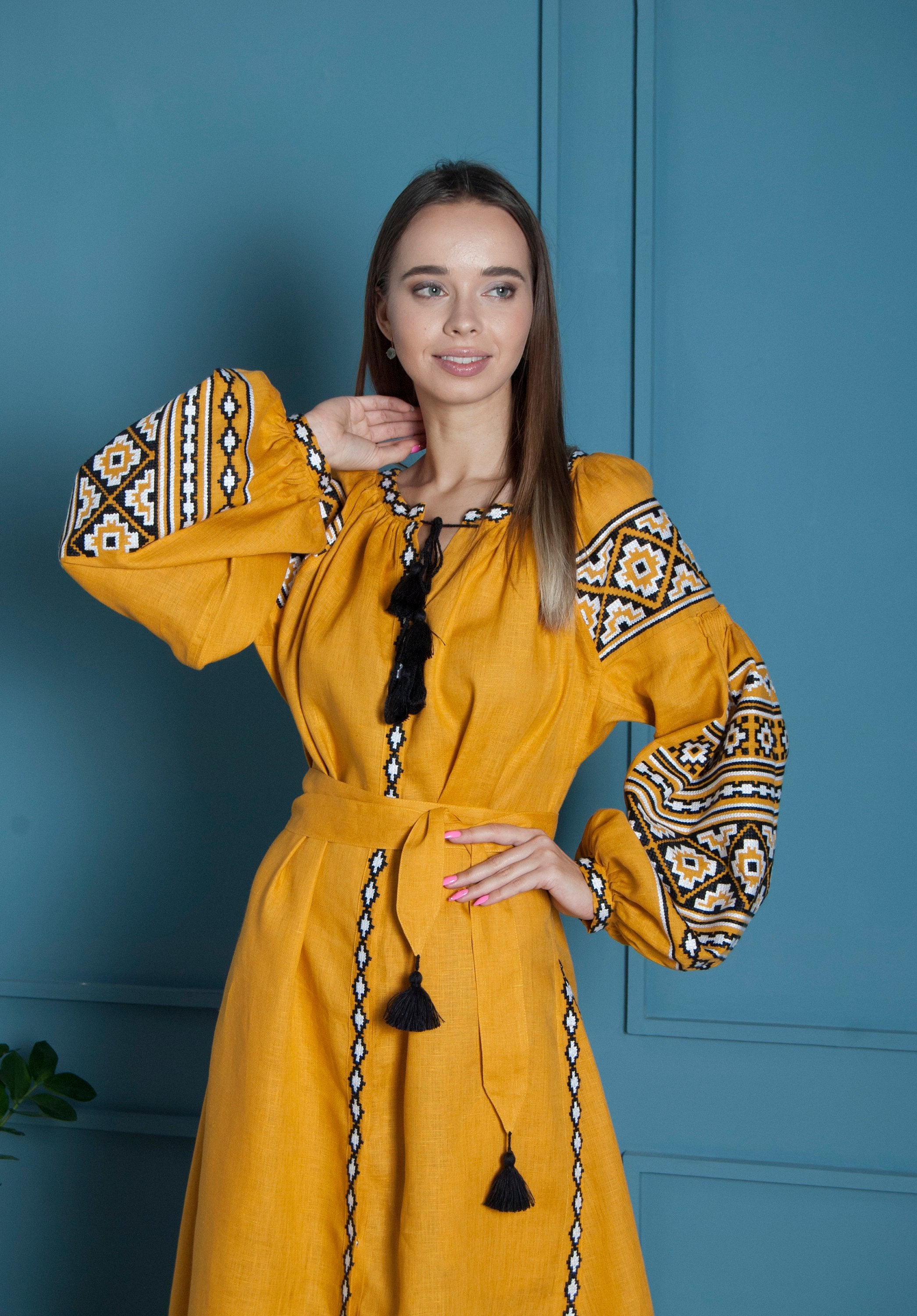 Ukrainian Vyshyvanka Boho Dress for Women