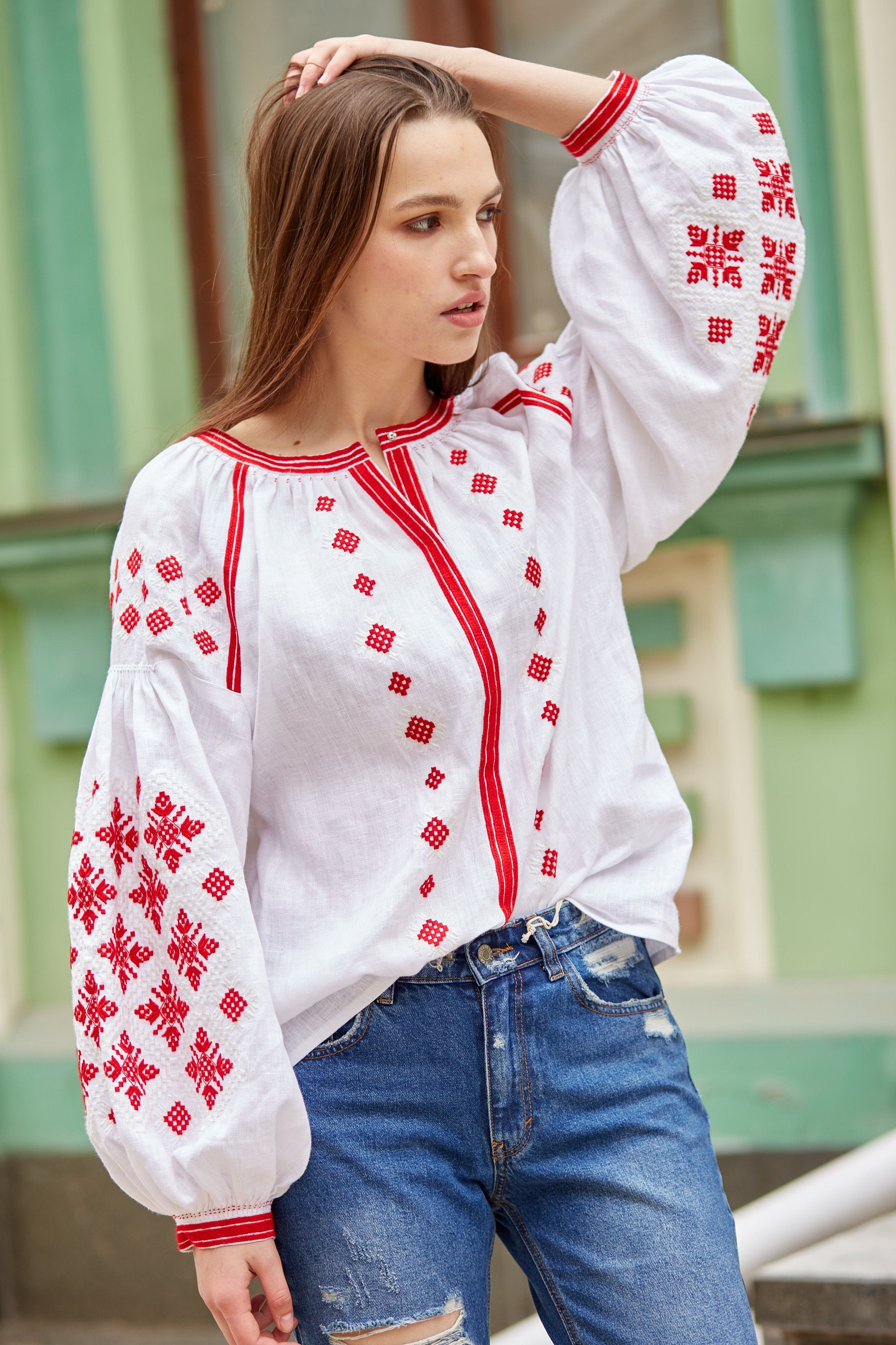 Ukrainian Vyshyvanka Blouse | Boho Embroidered Folk Top