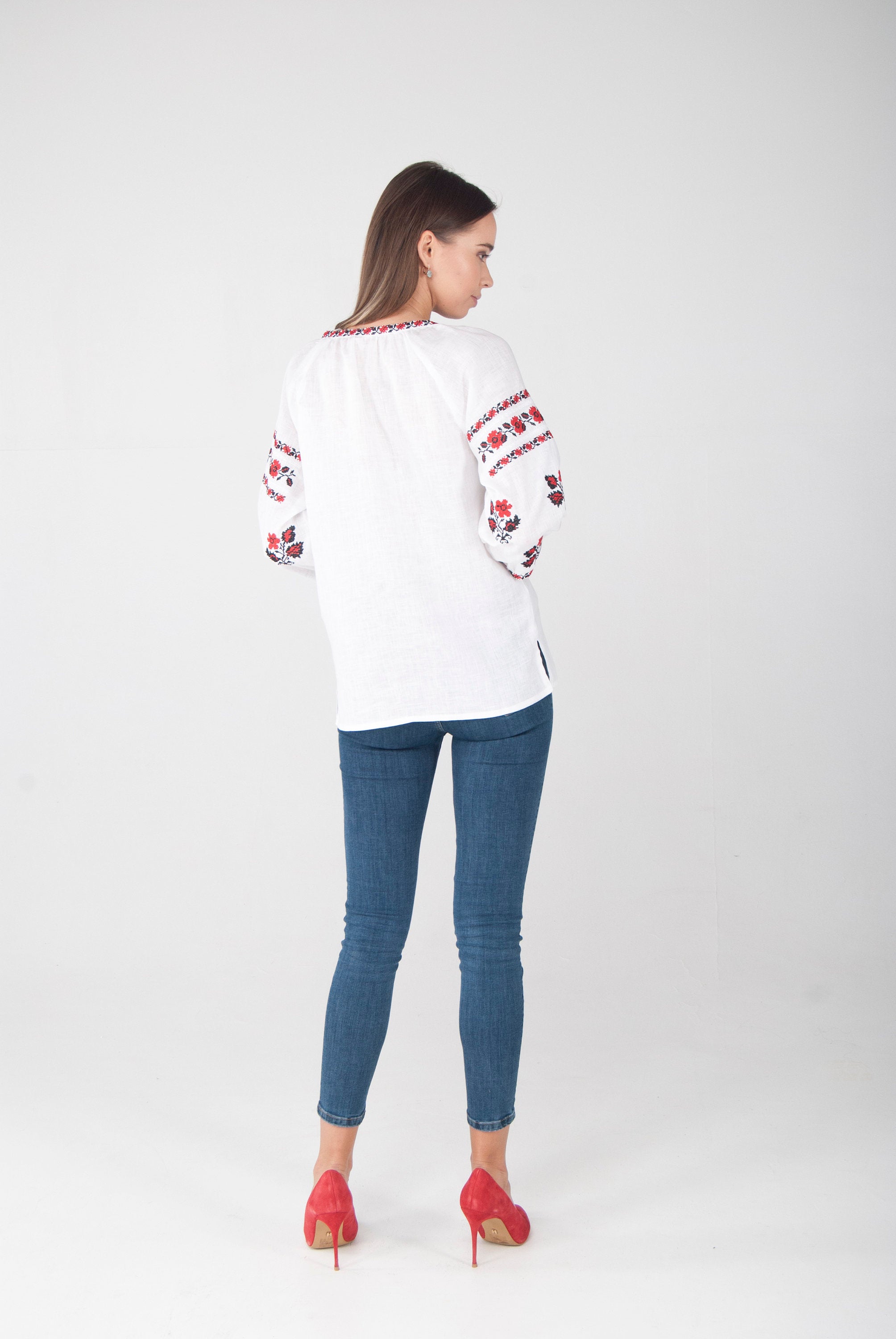 White Embroidered shirt Ukrainian Vyshyvanka White Blouse for Women