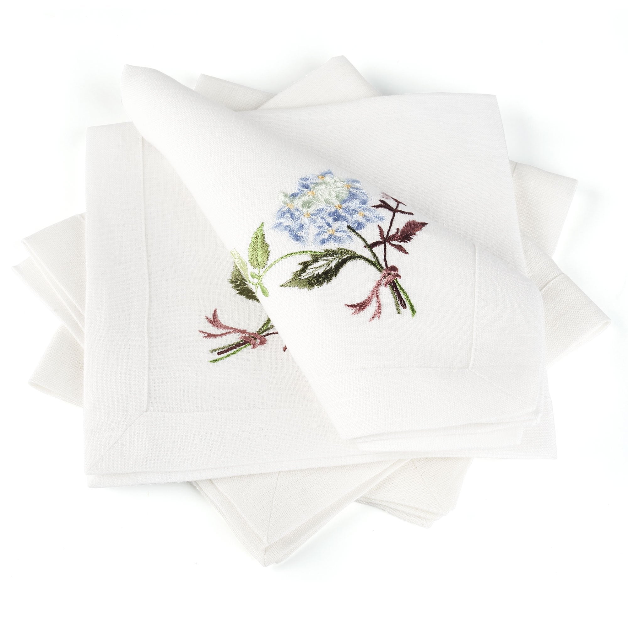 Hydrangea Embroidered Napkins 40x40 CM – Ukrainian Table Decor