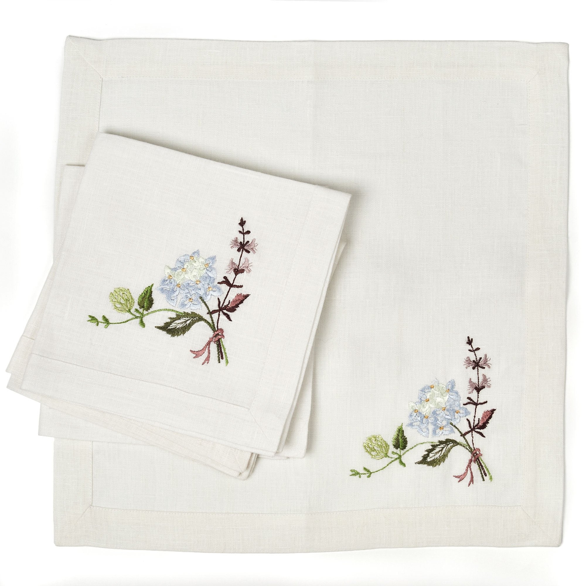 Hydrangea Embroidered Napkins 40x40 CM – Ukrainian Table Decor