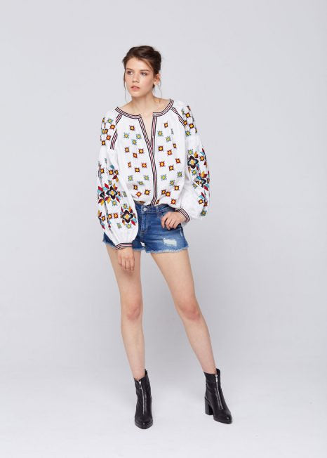 Ukrainian Boho Vyshyvanka Embroidered Blouse