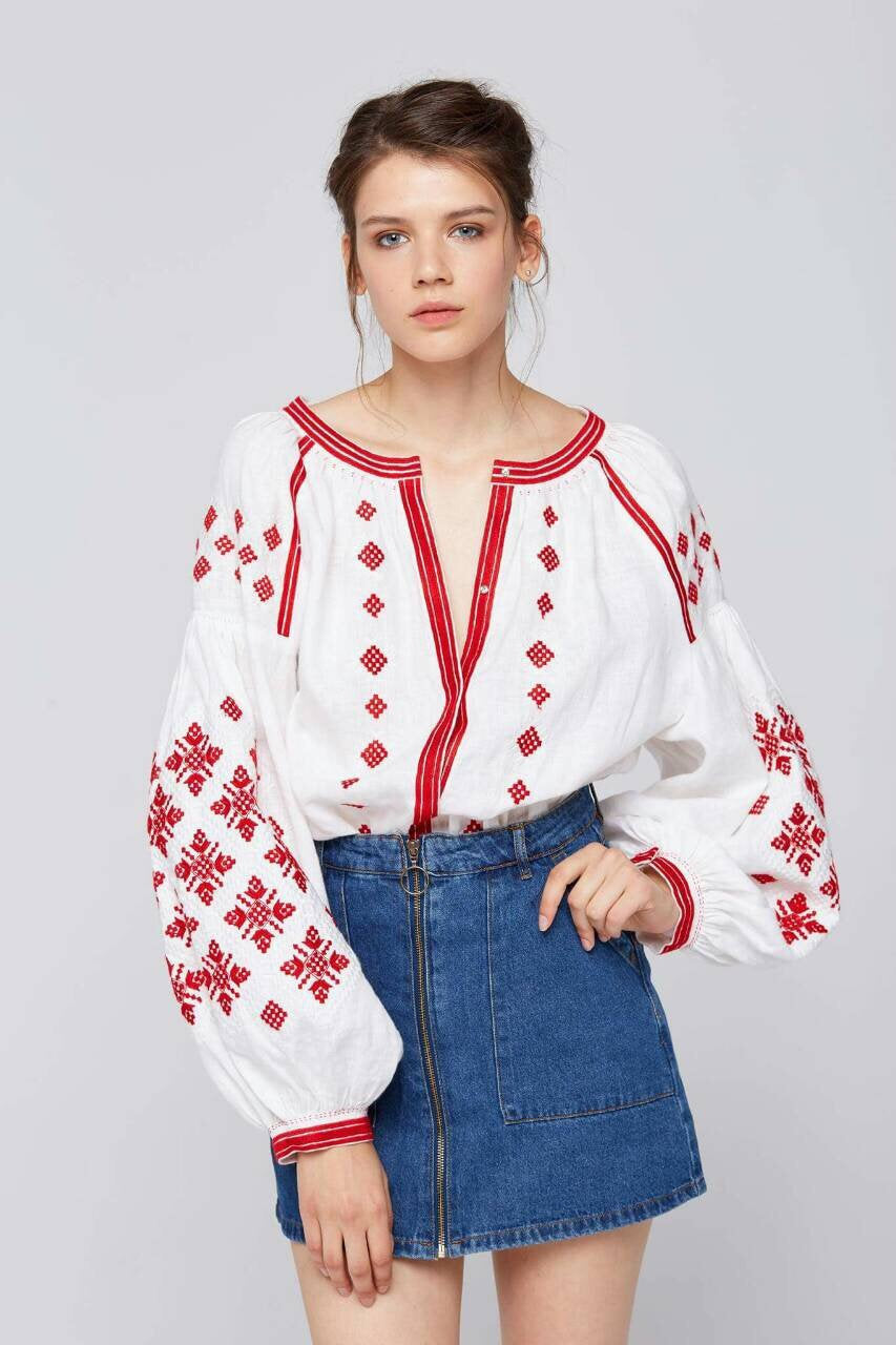 Ukrainian Vyshyvanka Blouse | Boho Embroidered Folk Top