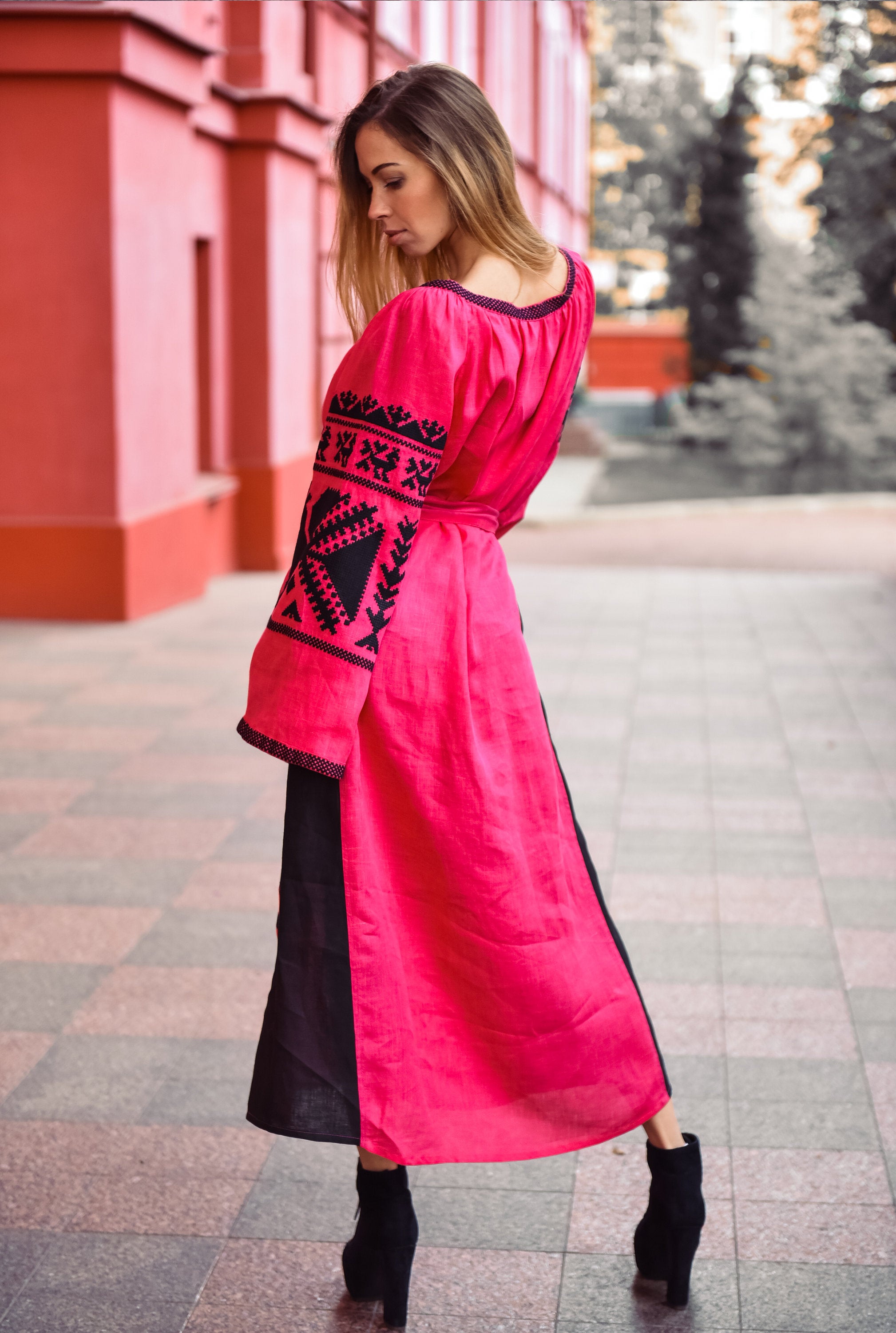 Ukrainian Vyshyvanka Boho Dress for Women