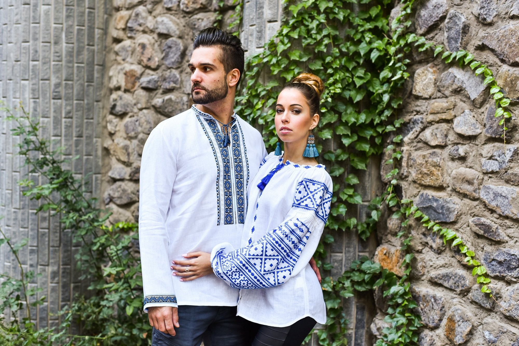 Men's Ukrainian Embroidered Shirt - Traditional White Style for Easter