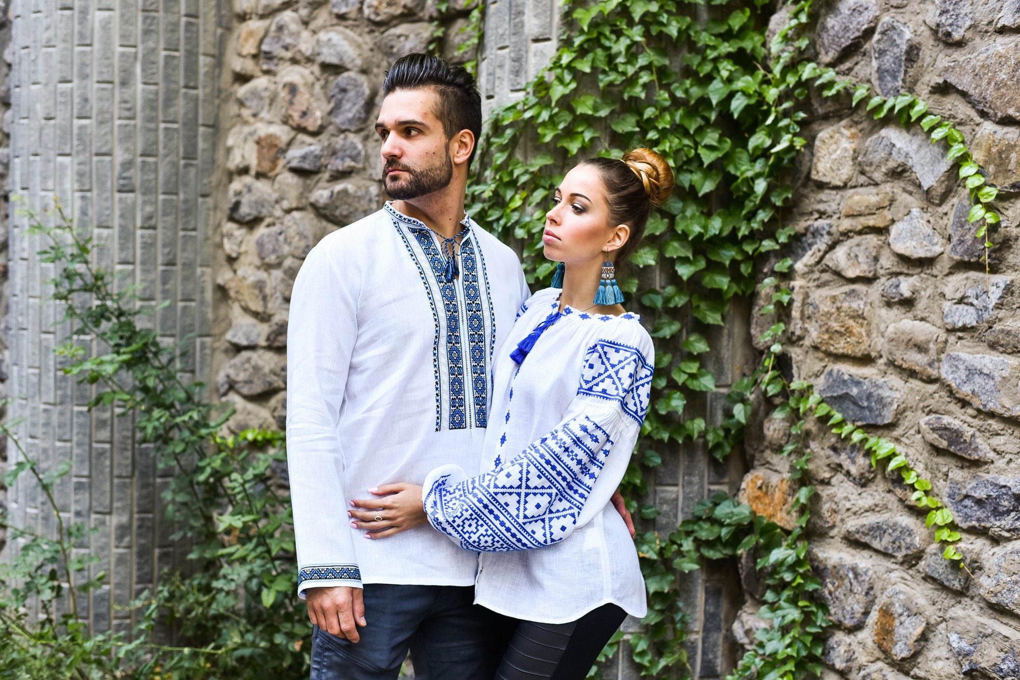 Men's Ukrainian Embroidered Shirt - Traditional White Style for Easter